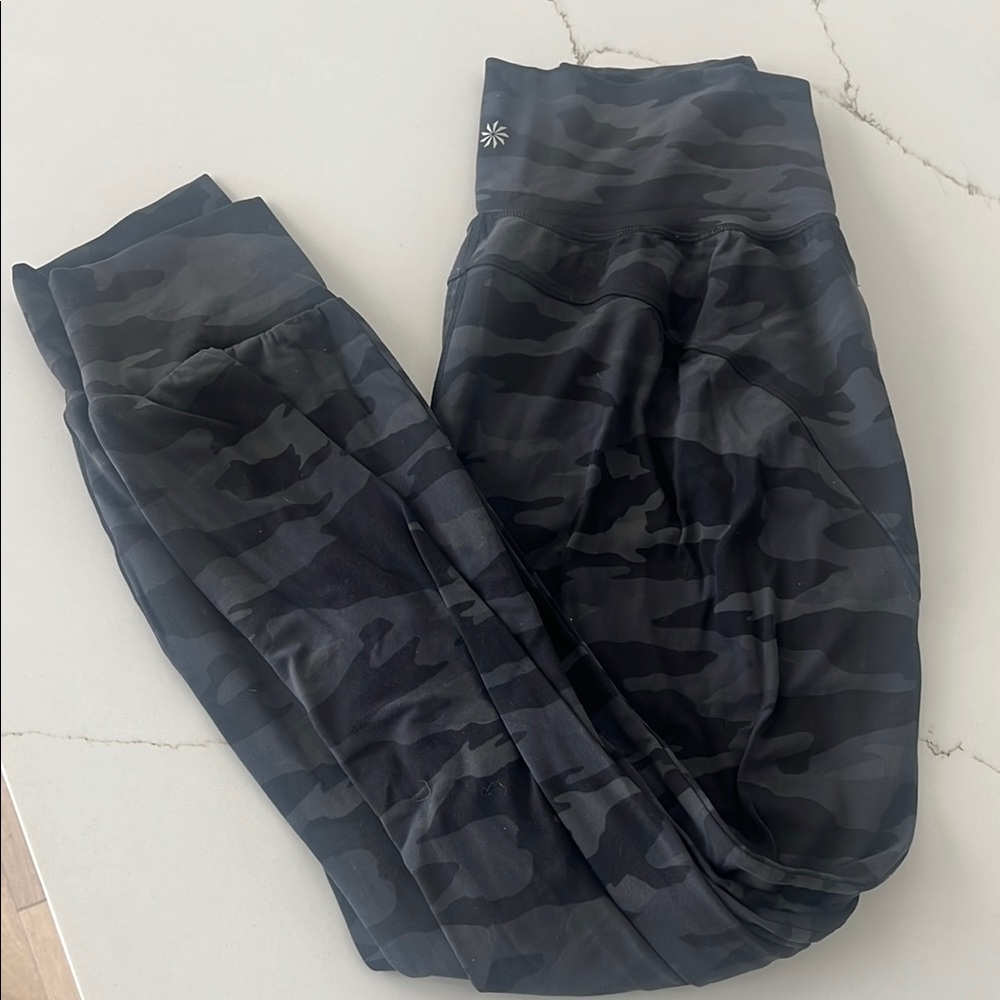 Athleta Black Joggers with High Waist and Textured Design